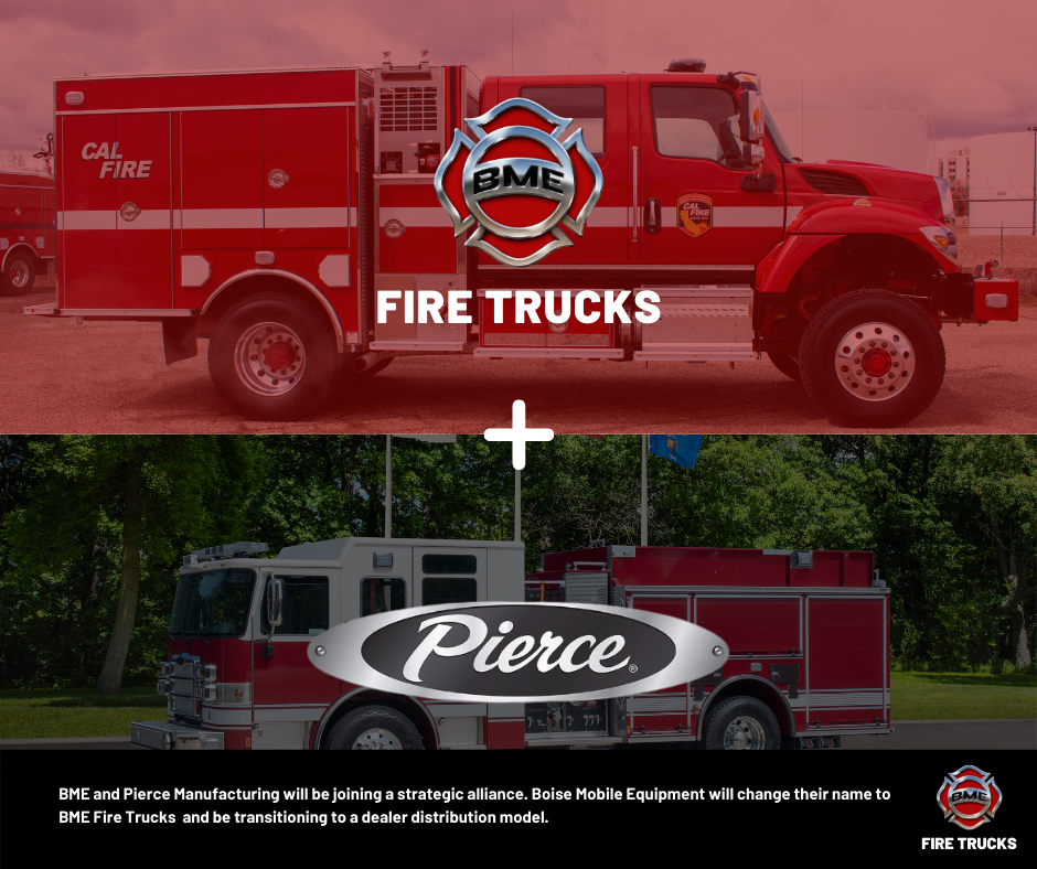Graphic to help explain the new alliance between BME Fire Trucks and Pierce Manufacturing