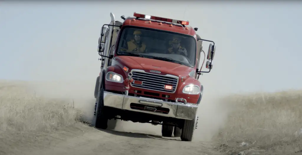 Firefighters safely driving a BME Fire Apparatus