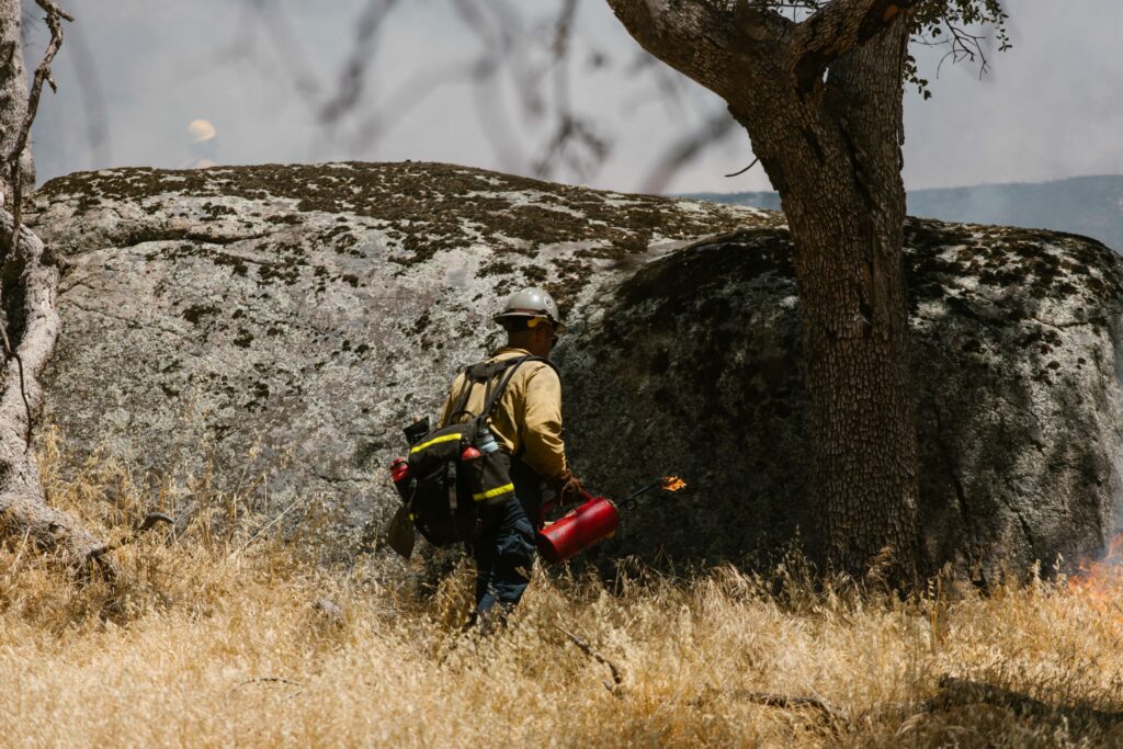 Wildland Firefighter suppressing a wildfire